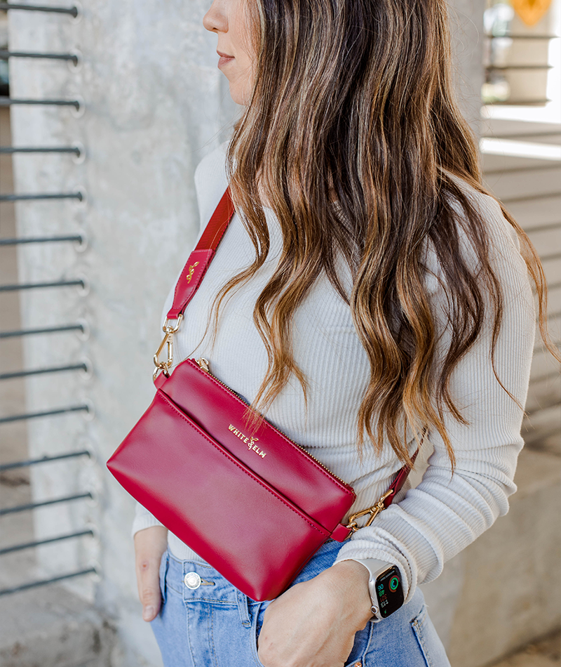 Cranberry Red Skye Sling Bag White Elm