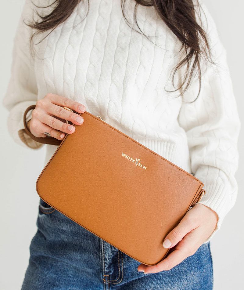 Ara Convertible Crossbody Clutch - Caramel