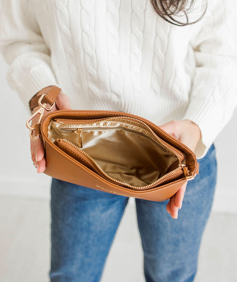 Ara Convertible Crossbody Clutch - Caramel