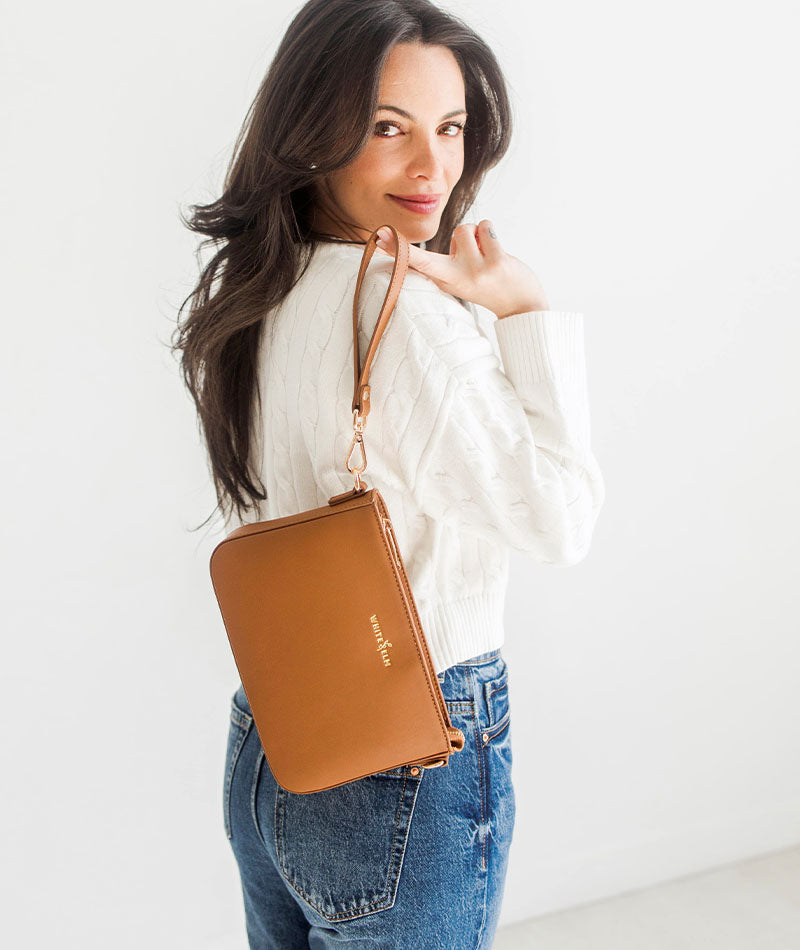 Ara Convertible Crossbody Clutch - Caramel
