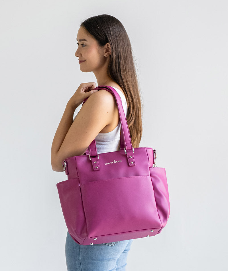 CARINA TOTE BAG ORCHID PINK WORK BAG BY WHITE ELM