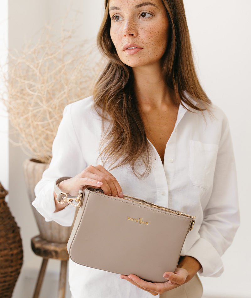 Ara Convertible Crossbody Clutch - Taupe