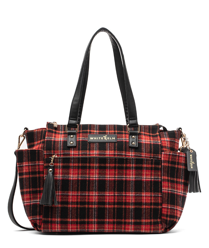 Gemini Convertible Backpack Tote - Tartan Rouge Wool | White Elm Bags