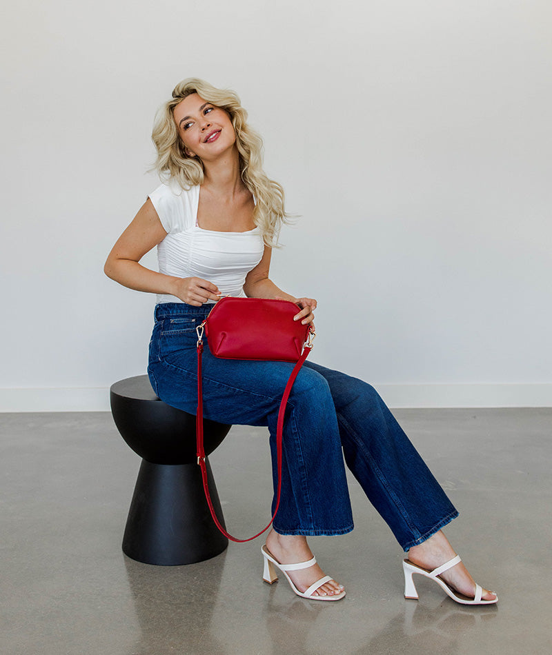 Rosette Crossbody - Crimson Red