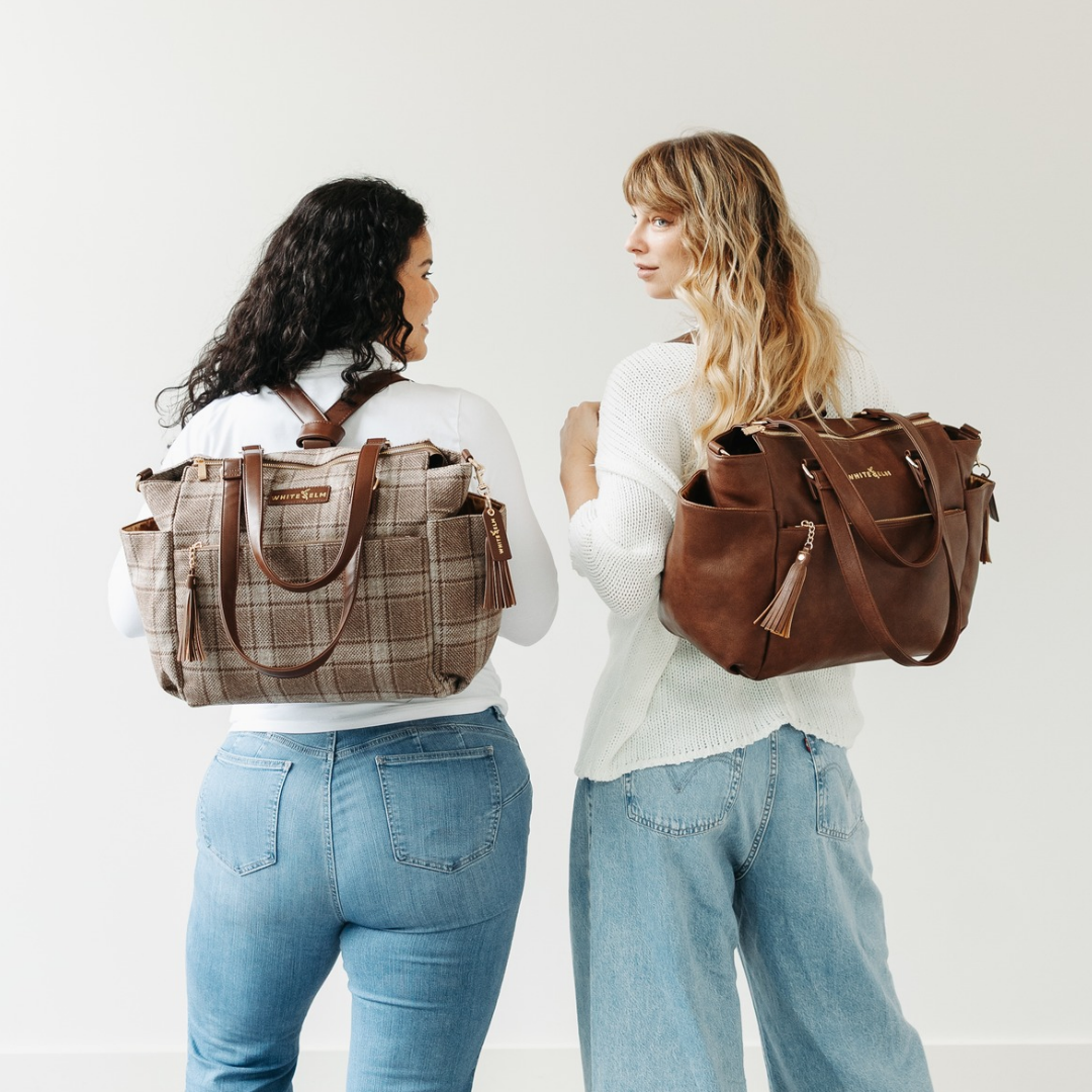 The Gemini Convertible Backpack in Uptown Check Wool and Walnut