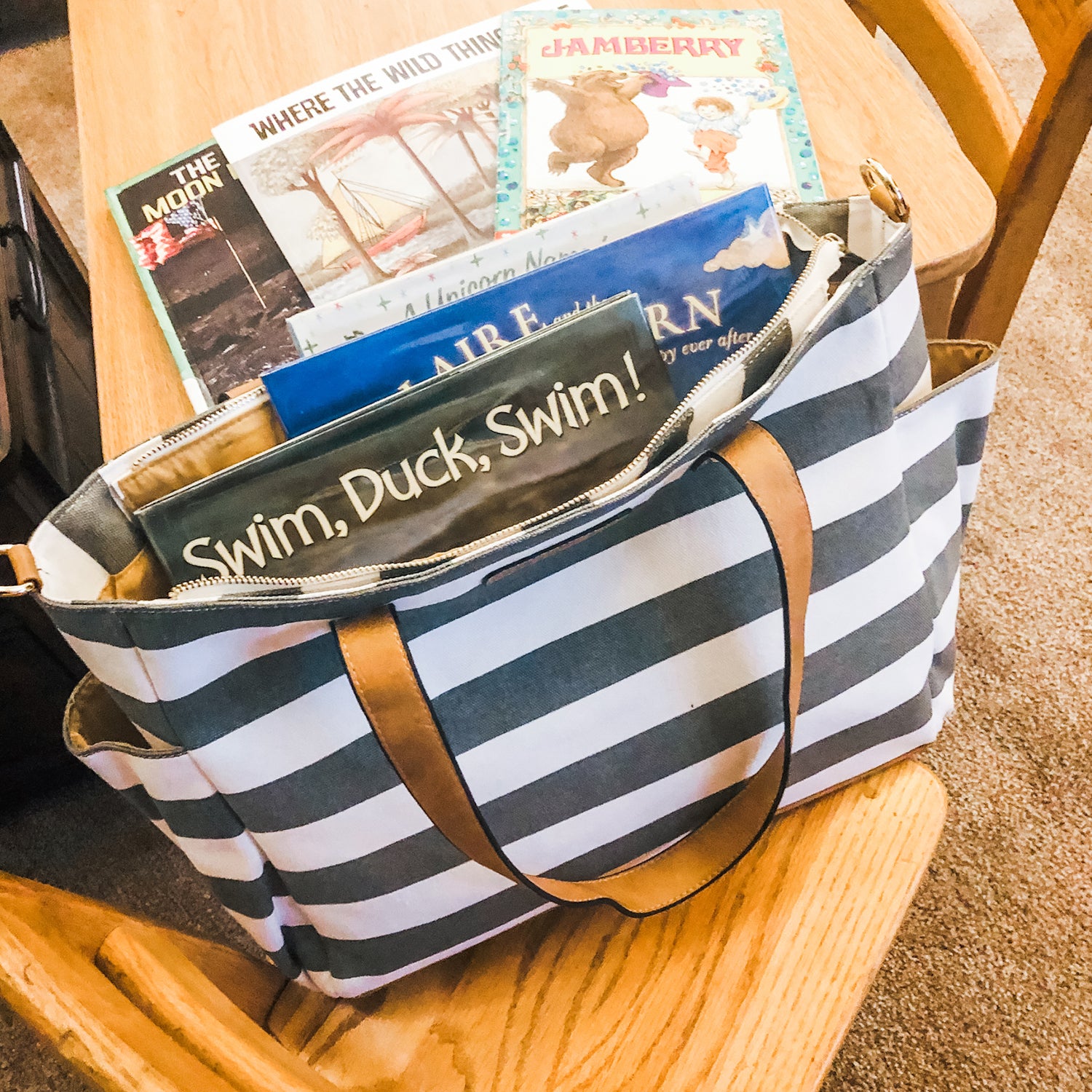 white elm gray stripe aquila teacher bag blog post first grade teacher review