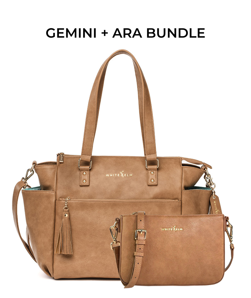 Gemini link top leather tote