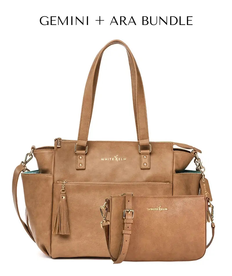 Gemini Convertible Backpack by White Elm Almond Almond | Aqua Lining