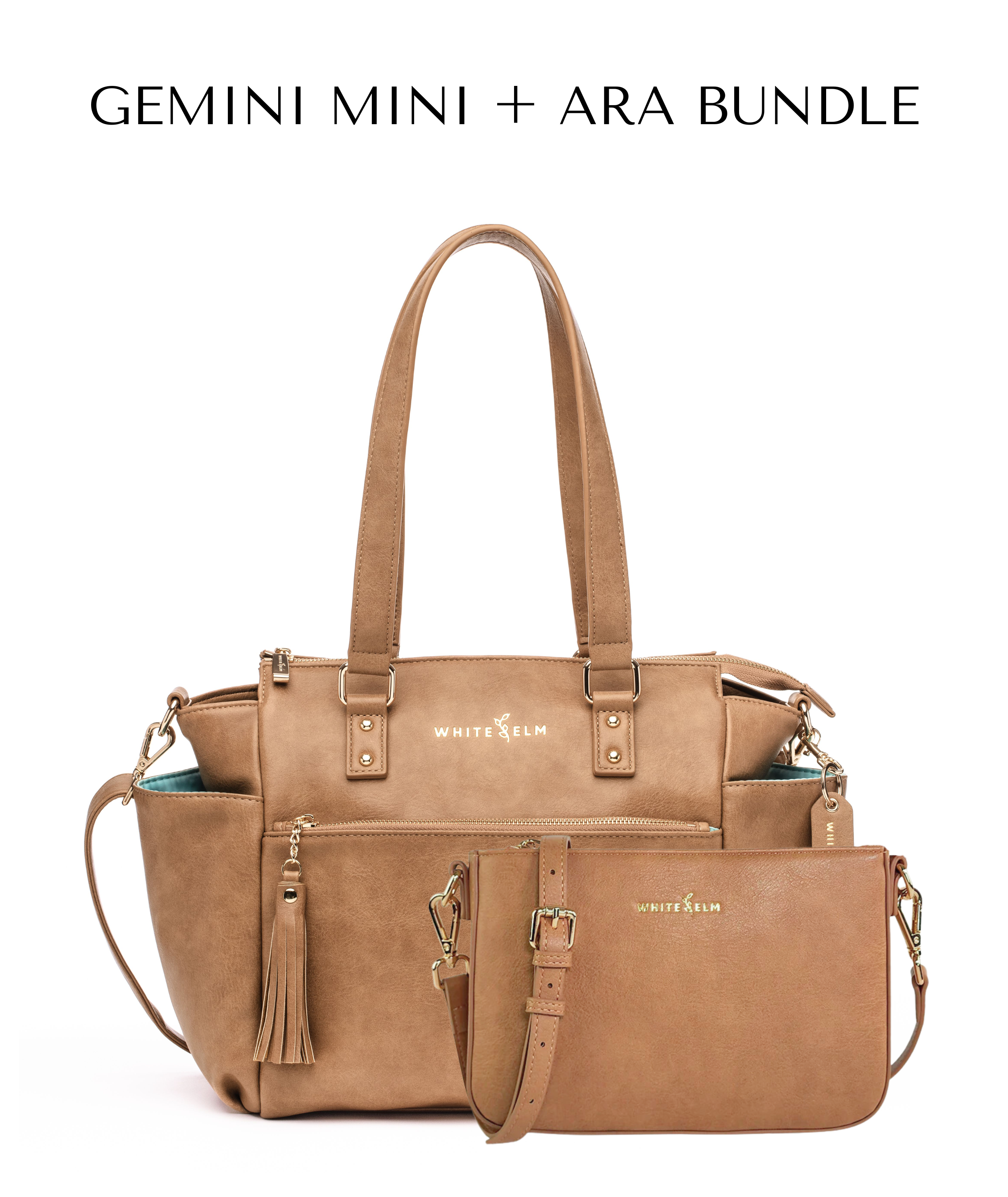 Gemini Mini Convertible Backpack - Almond | Chic Mini Bag by White Elm Gemini Mini Convertible Backpack - Almond | Chic Mini Bag by White Elm