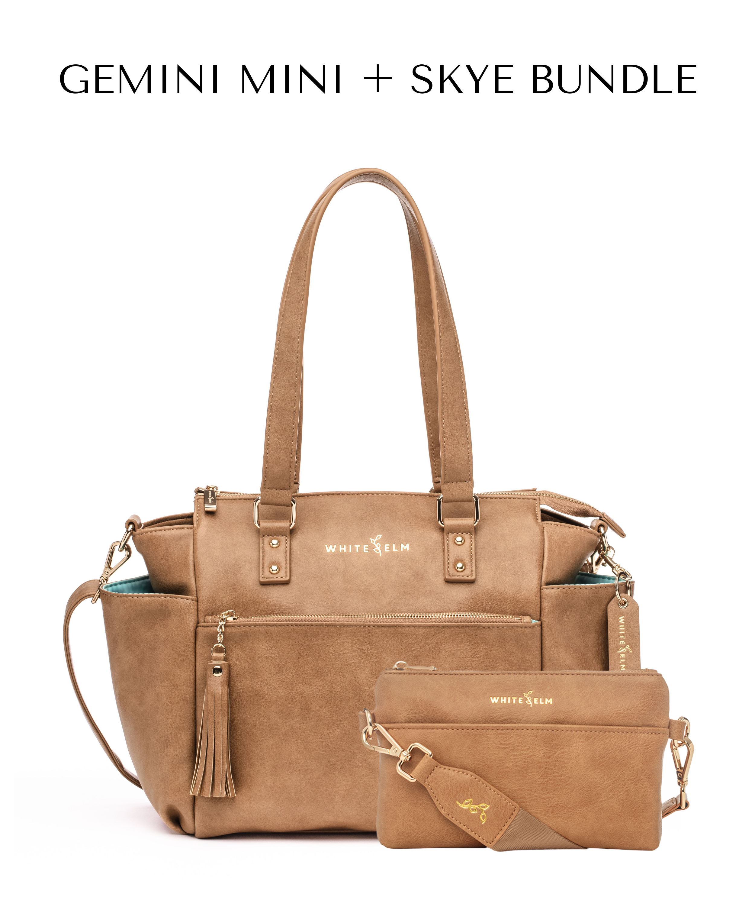 Gemini Mini Convertible Backpack - Almond | Chic Mini Bag by White Elm Gemini Mini Convertible Backpack - Almond | Chic Mini Bag by White Elm