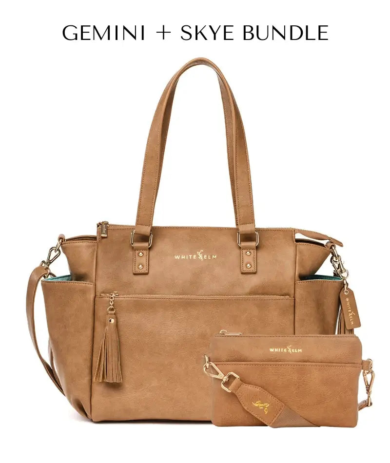 bree leather convertible backpack almond Gemini Convertible Backpack by White Elm Almond Almond | Aqua Lining