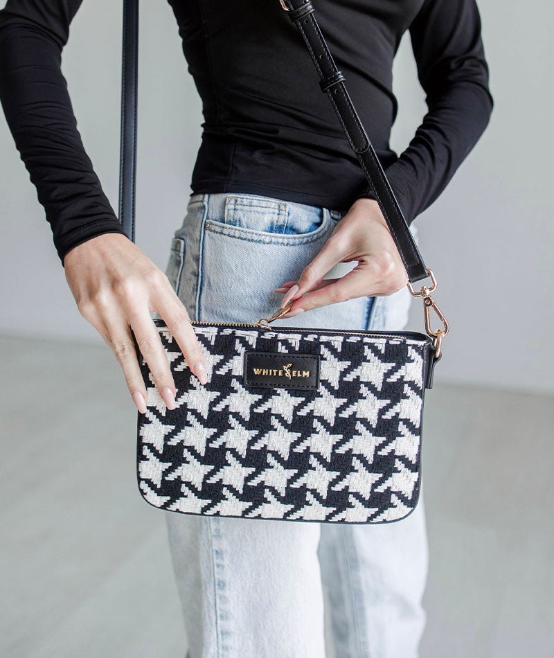 Ara Convertible Crossbody Clutch - Houndstooth