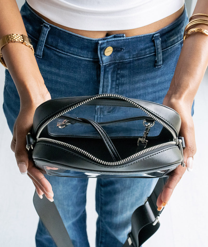 Bexley Clear Crossbody Bag - Black | Security Compliant
