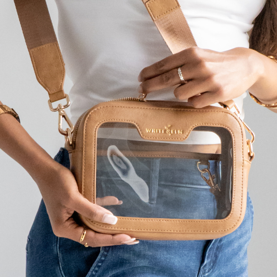 BEXLEY CLEAR CROSSBODY BAG - ALMOND