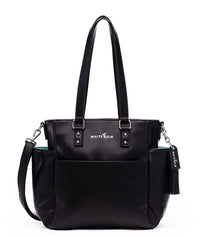 Carina Tote Bag - Black - Black | Shimmer Aqua Lining | Silver Hardware / Carina Only