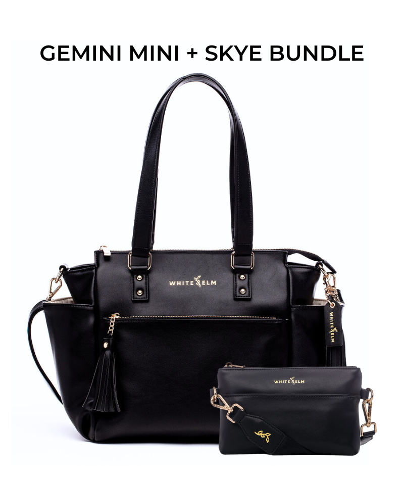 Gemini Mini Convertible Backpack - Black | Sleek Mini Bag by White Elm Gemini Mini Convertible Backpack - Black | Sleek Mini Bag by White Elm