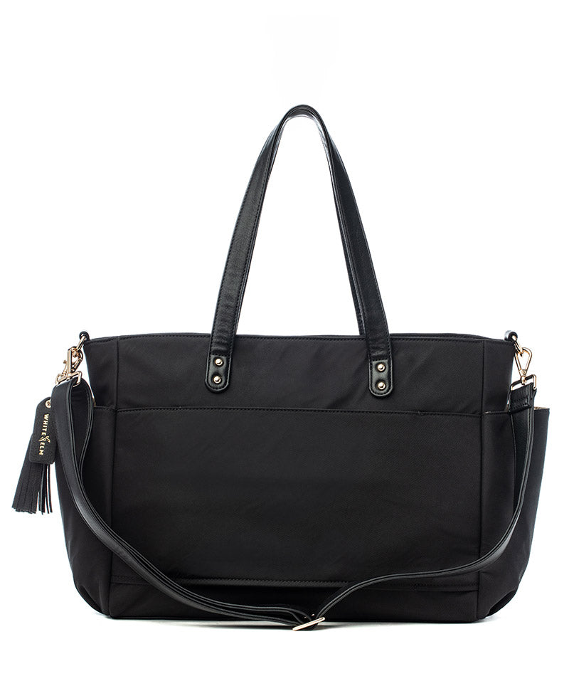 Aquila Tote Bag - Black Nylon | Work & Travel Tote by White Elm