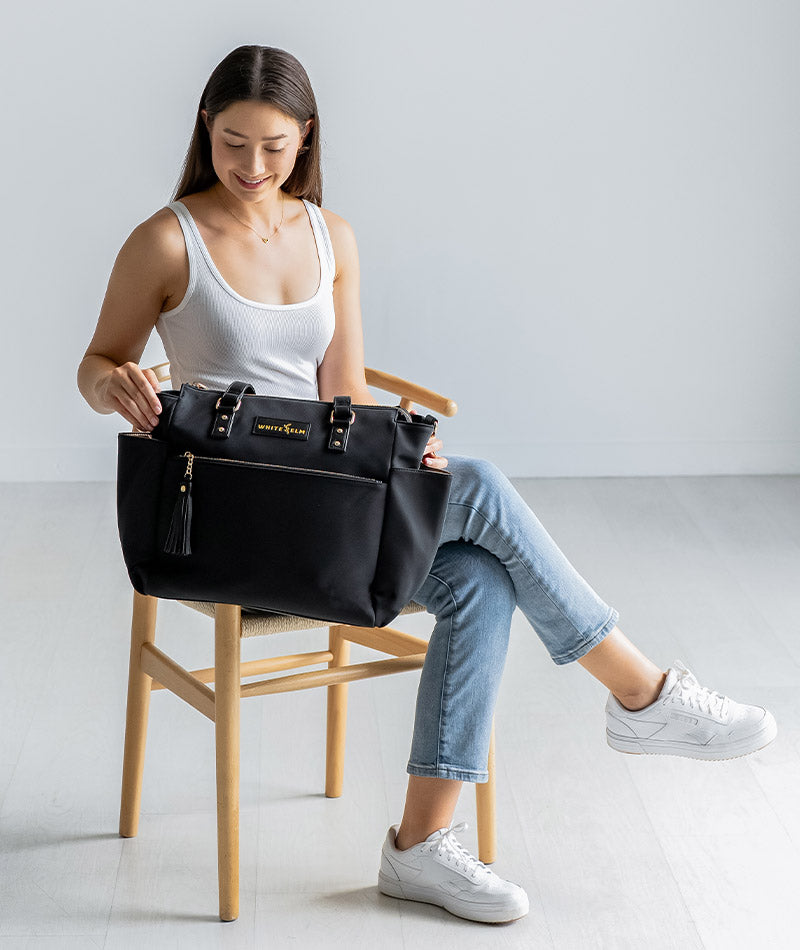 Gemini Convertible Backpack Tote in Black Nylon | White Elm Vegan Bags