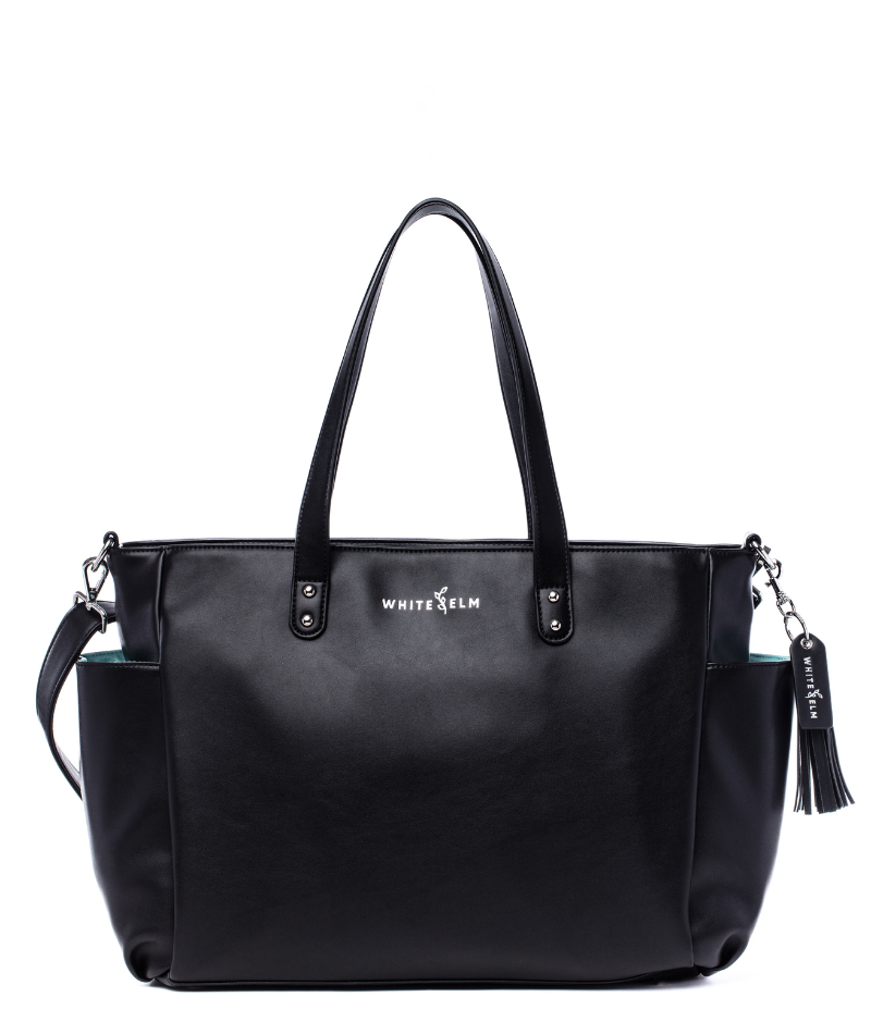 Black Aquila Tote Bag by White Elm | Vegan Work Tote for 17