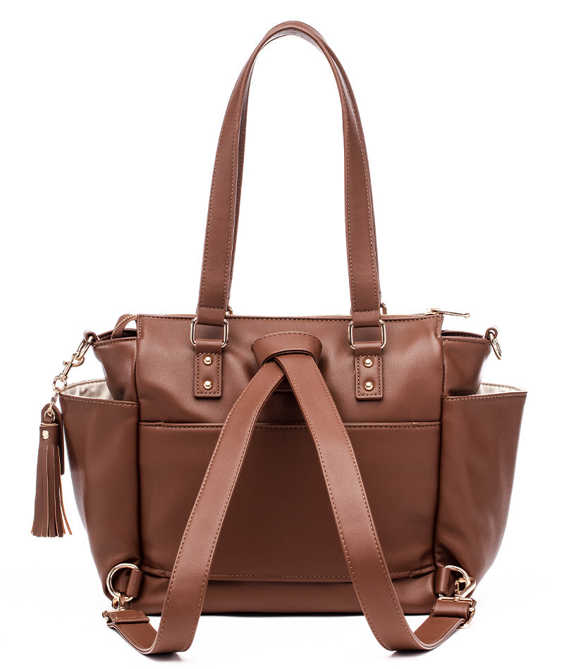 Gemini Convertible Backpack - Coffee Brown | Stylish Bag by White Elm