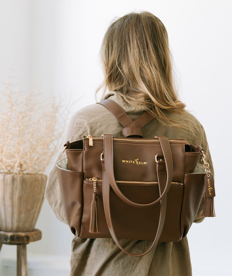Gemini Convertible Backpack - Coffee Brown | Stylish Bag by White Elm