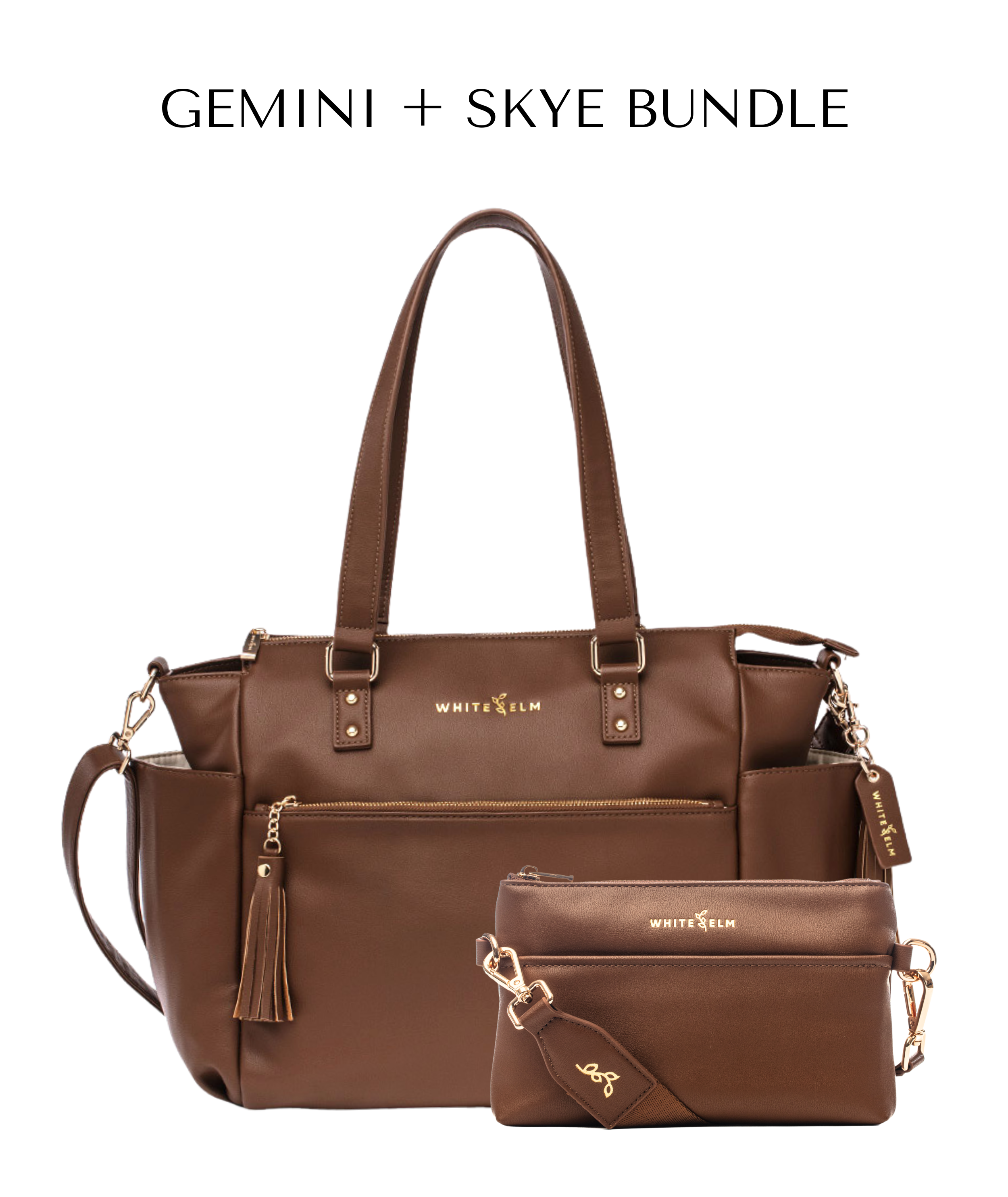 Gemini Convertible Backpack Tote - Coffee Brown – White Elm Gemini Convertible Backpack Tote - Coffee Brown – White Elm