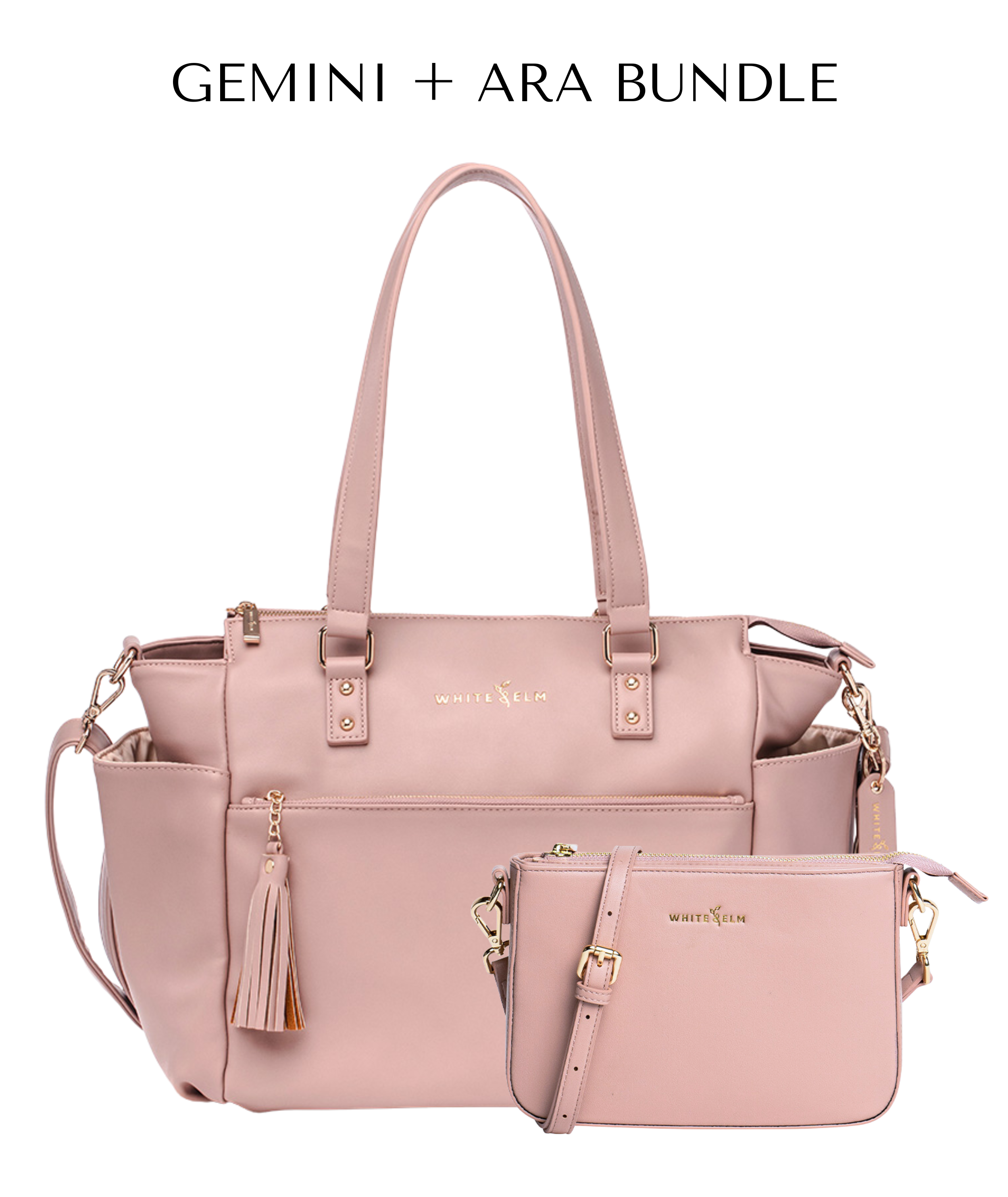 Gemini Convertible Backpack Tote - Dusty Rose Elegant Bag by White Elm Gemini Convertible Backpack Tote - Dusty Rose Elegant Bag by White Elm