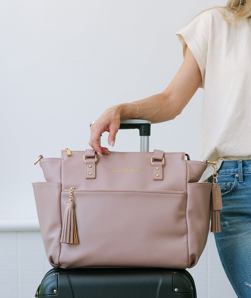 Gemini Convertible Backpack Tote - Dusty Rose Elegant Bag by White Elm