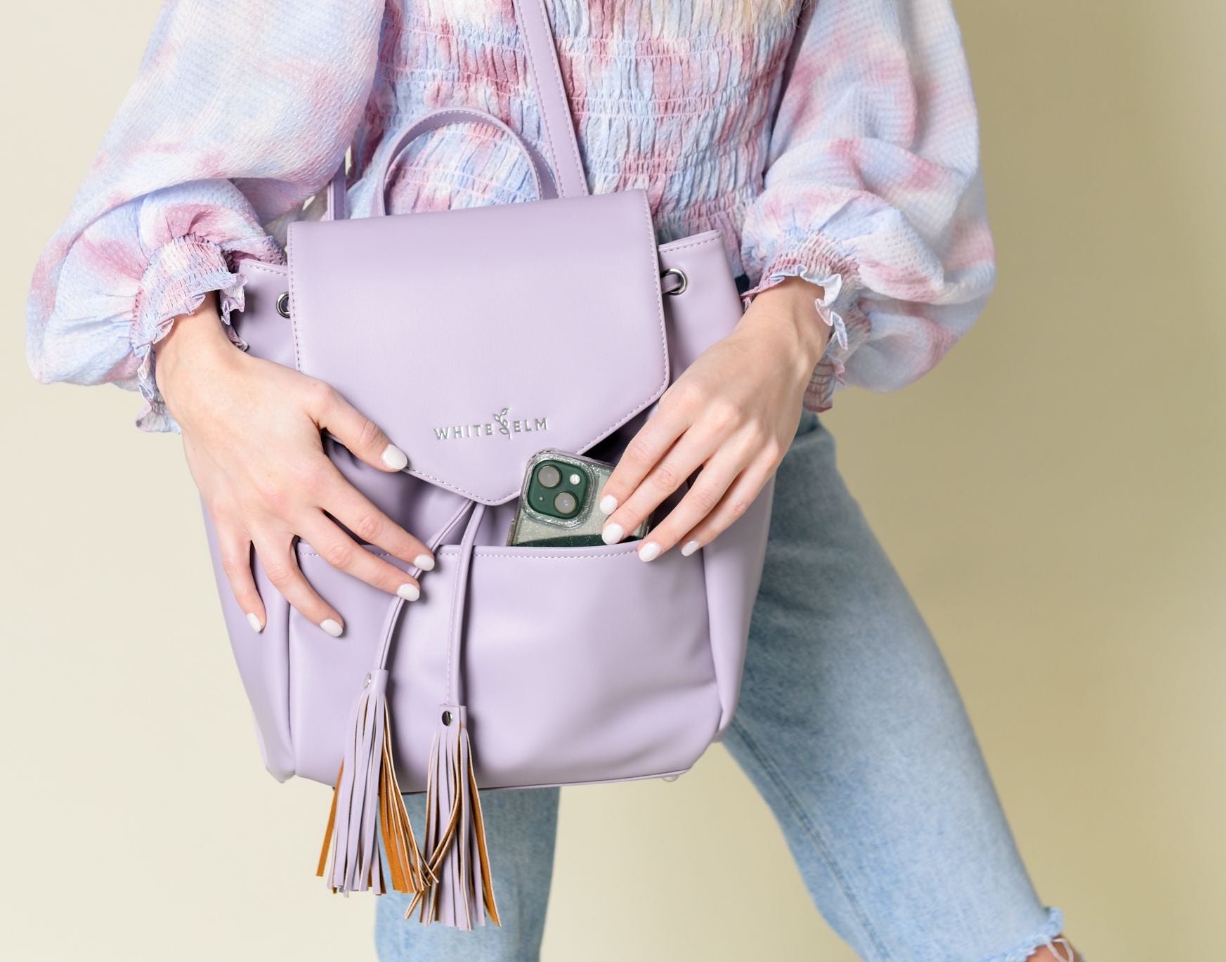 Lavender Luna Drawstring Backpack Bag by White Elm