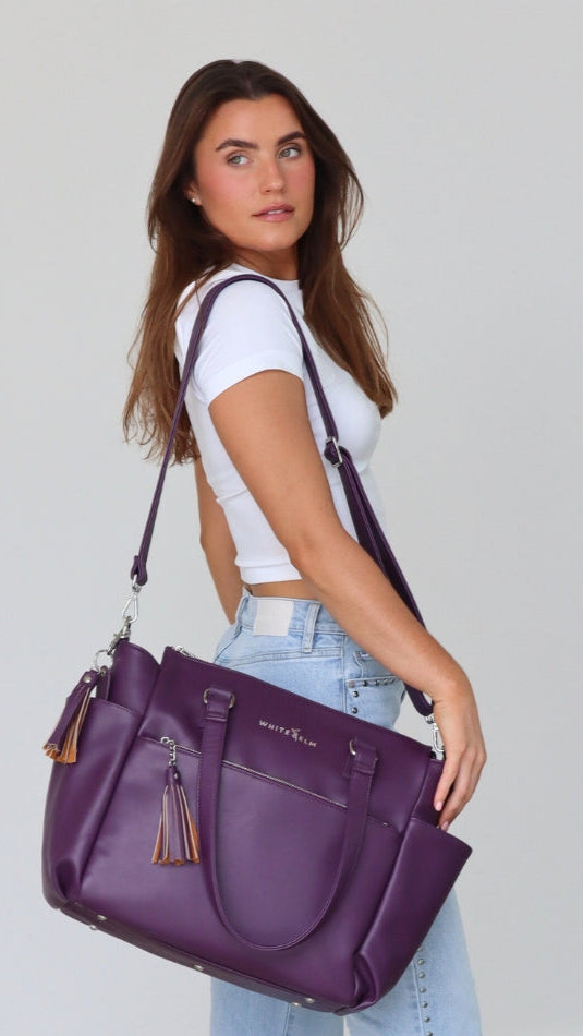 GEMINI CONVERTIBLE BACKPACK - PLUM | SILVER HARDWARE