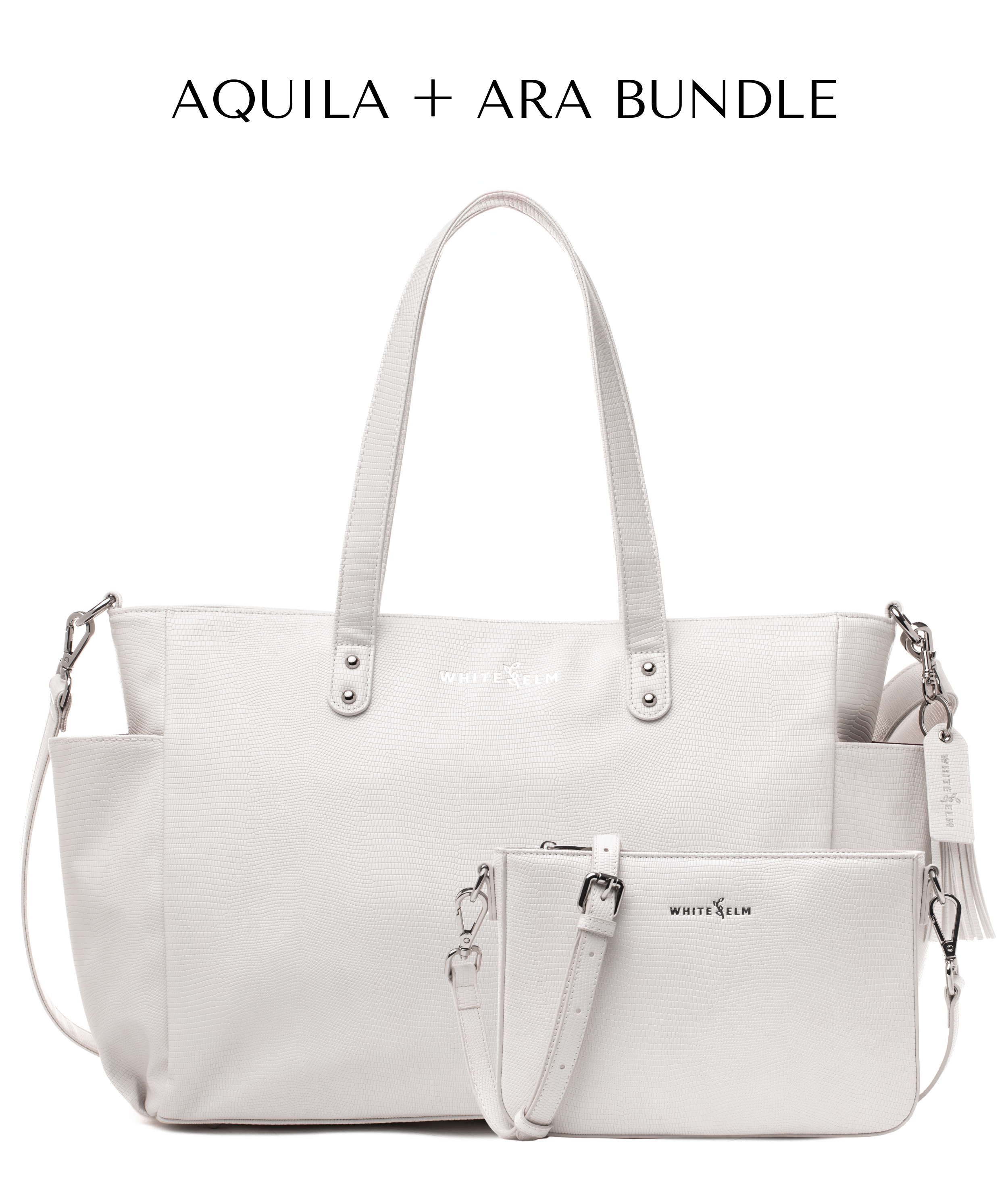 Aquila Tote Bag - Pearl White Croc