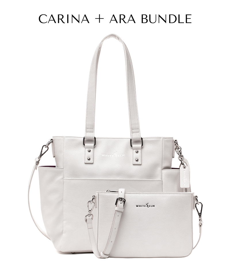 Carina Tote Bag - Pearl White Croc