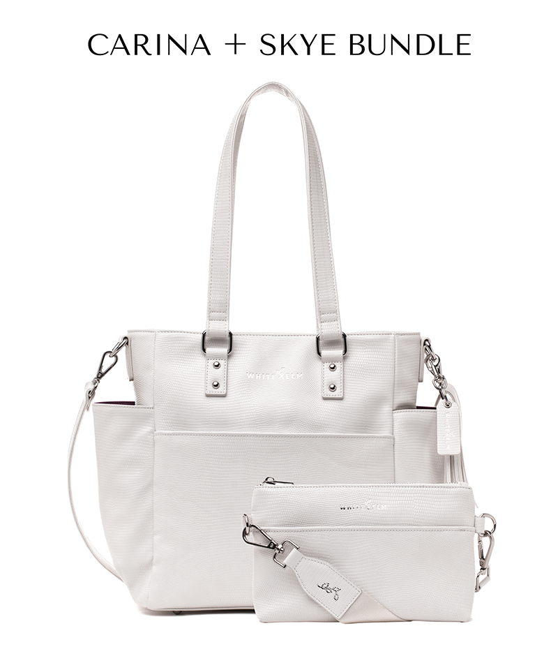 Carina Tote Bag - Pearl White Croc