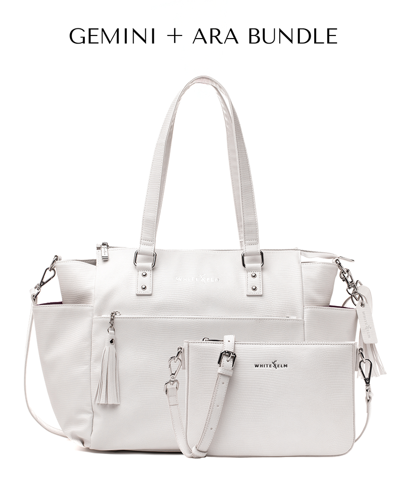 Gemini Convertible Backpack - Pearl White Croc