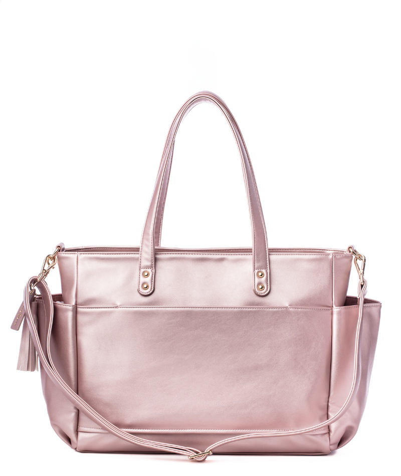 Pink metallic tote bag hotsell