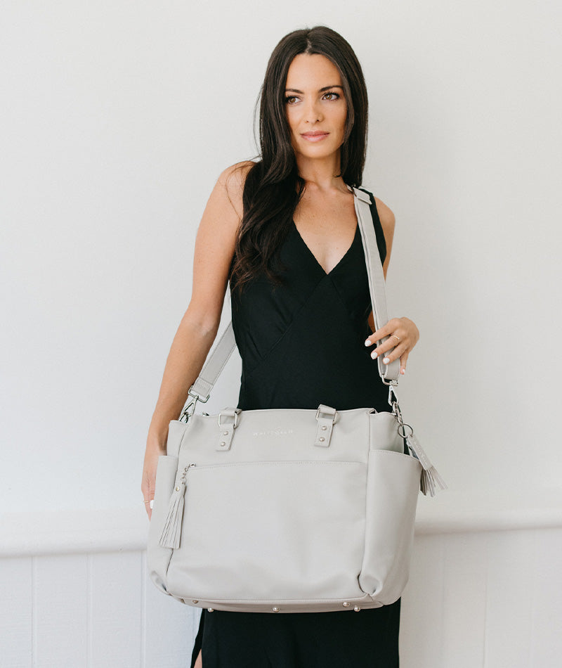 Gemini Convertible Backpack - Silver | Sleek Work Tote by White Elm