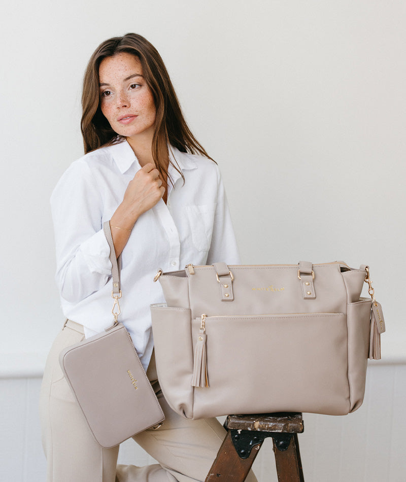 小物 BLANC. BM005 TAUPE / M.GRY Gemini Mini Convertible Backpack - Taupe – White Elm