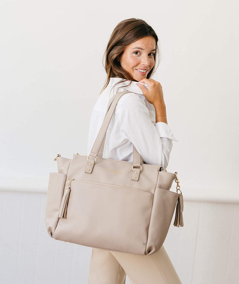 Gemini Convertible Backpack Tote - Taupe Brown – White Elm