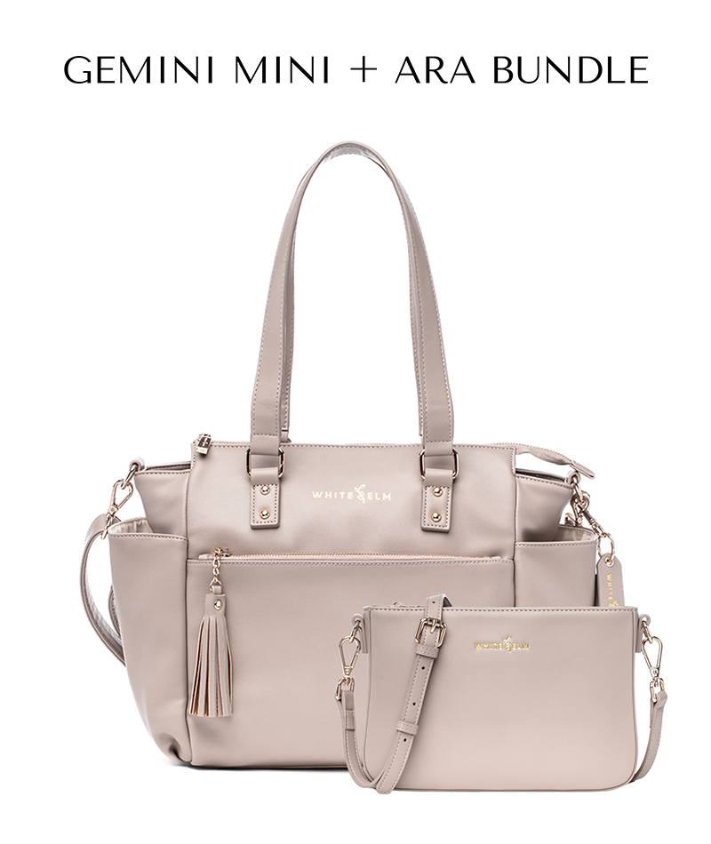 Gemini Mini Convertible Backpack in Taupe | Travel Bag by White Elm Gemini Mini Convertible Backpack in Taupe | Travel Bag by White Elm
