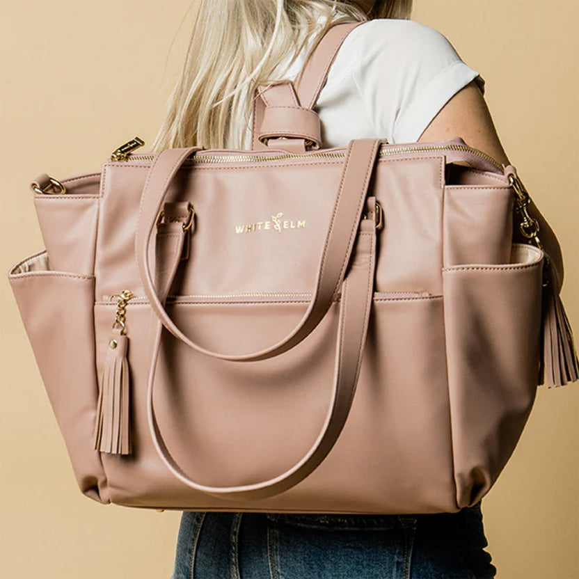 White Elm Vegan Leather And Canvas Tote Bags For Busy Women And Moms