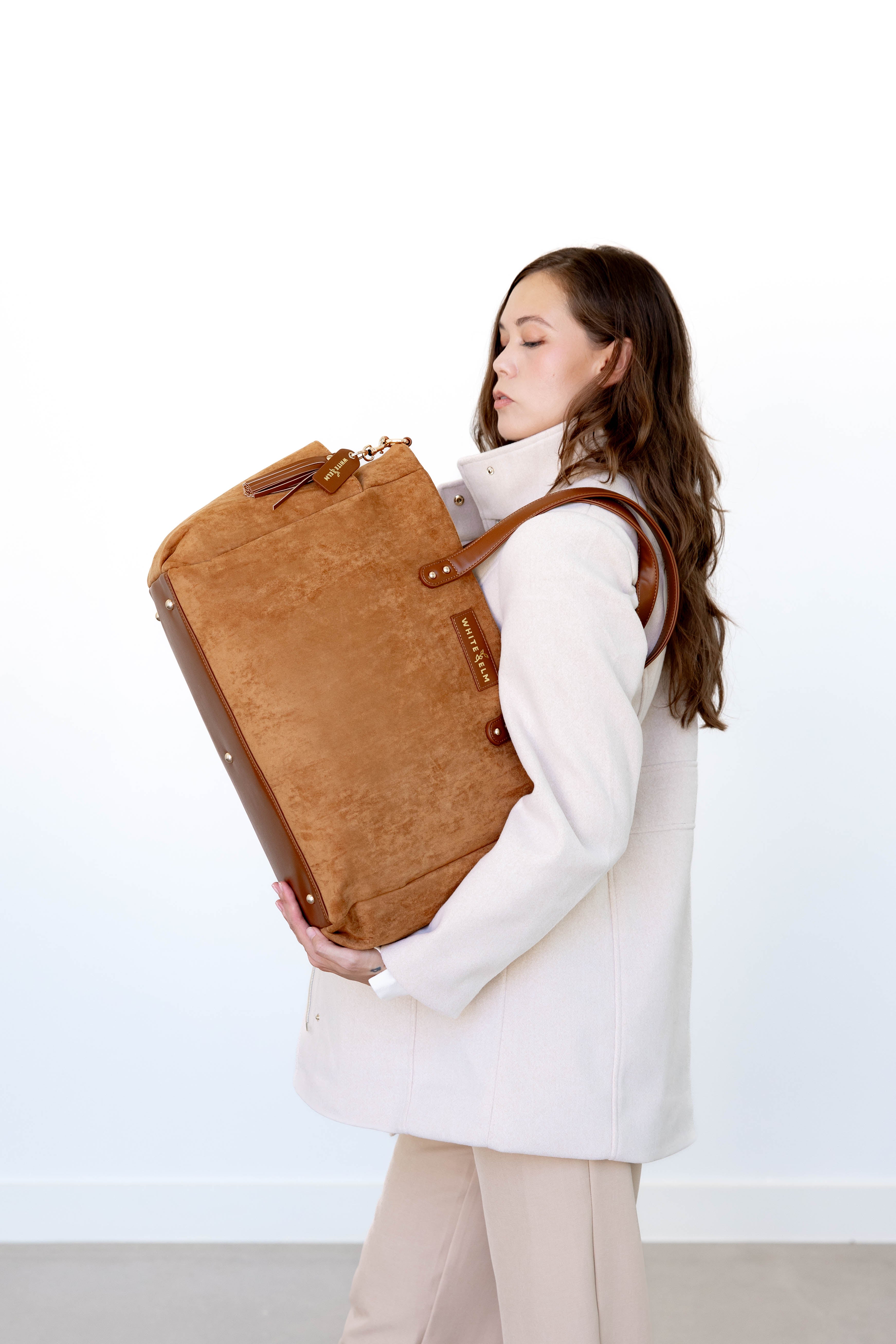 Aquila Tote Bag - Honey Vegan Suede  - [OUTLET FINAL SALE]