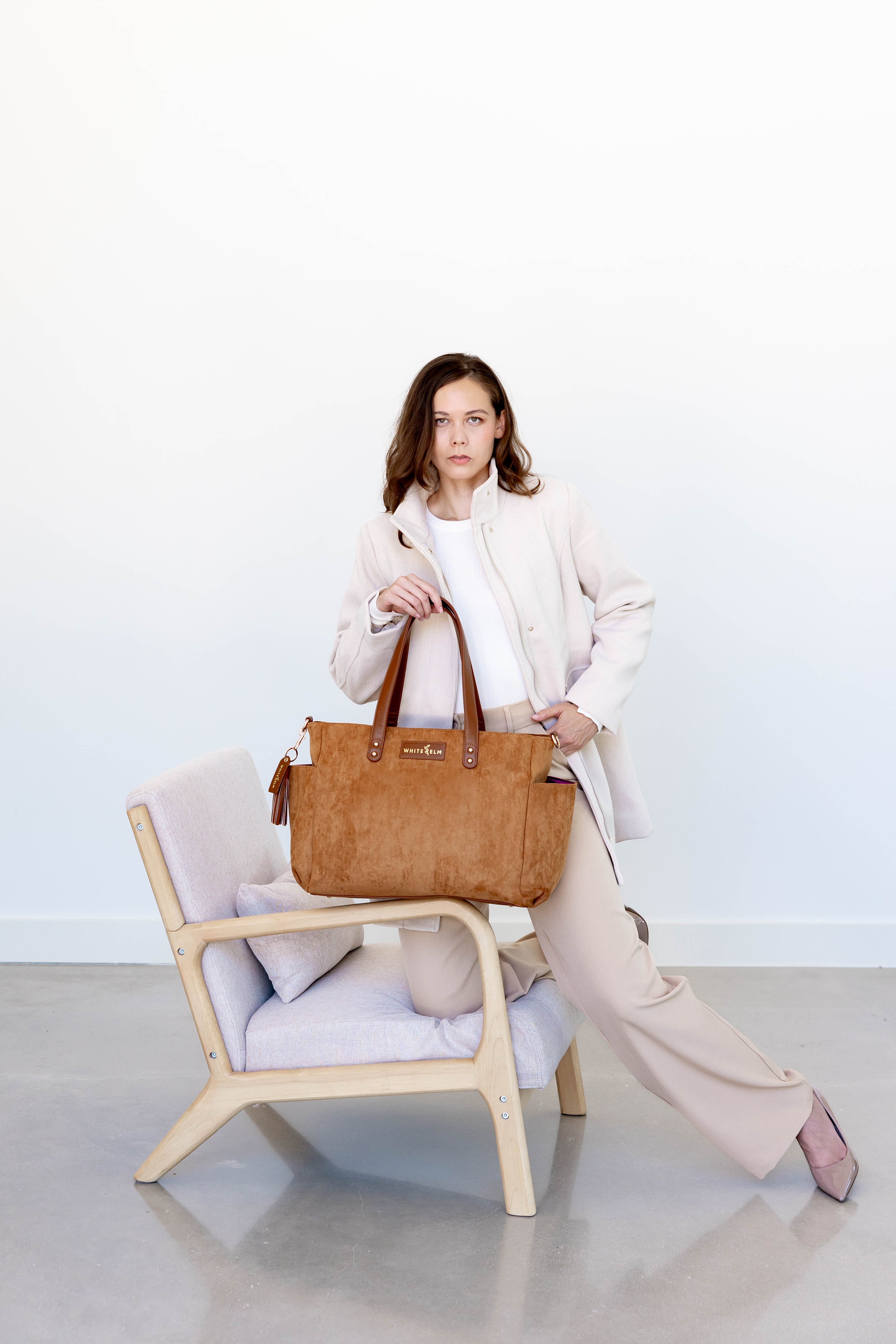 Aquila Tote Bag - Honey Vegan Suede  - [OUTLET FINAL SALE]
