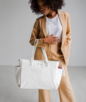 Aquila Tote Bag - Pearl White Croc