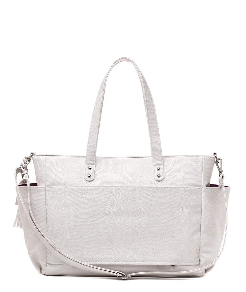Aquila Tote Bag - Pearl White Croc