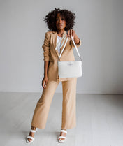 Ara Convertible Crossbody Clutch - Pearl White Croc