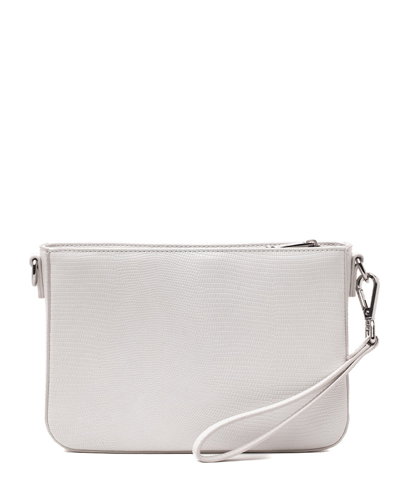 Ara Convertible Crossbody Clutch - Pearl White Croc