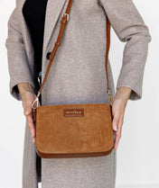 Ara Convertible Crossbody Clutch - Honey Vegan Suede