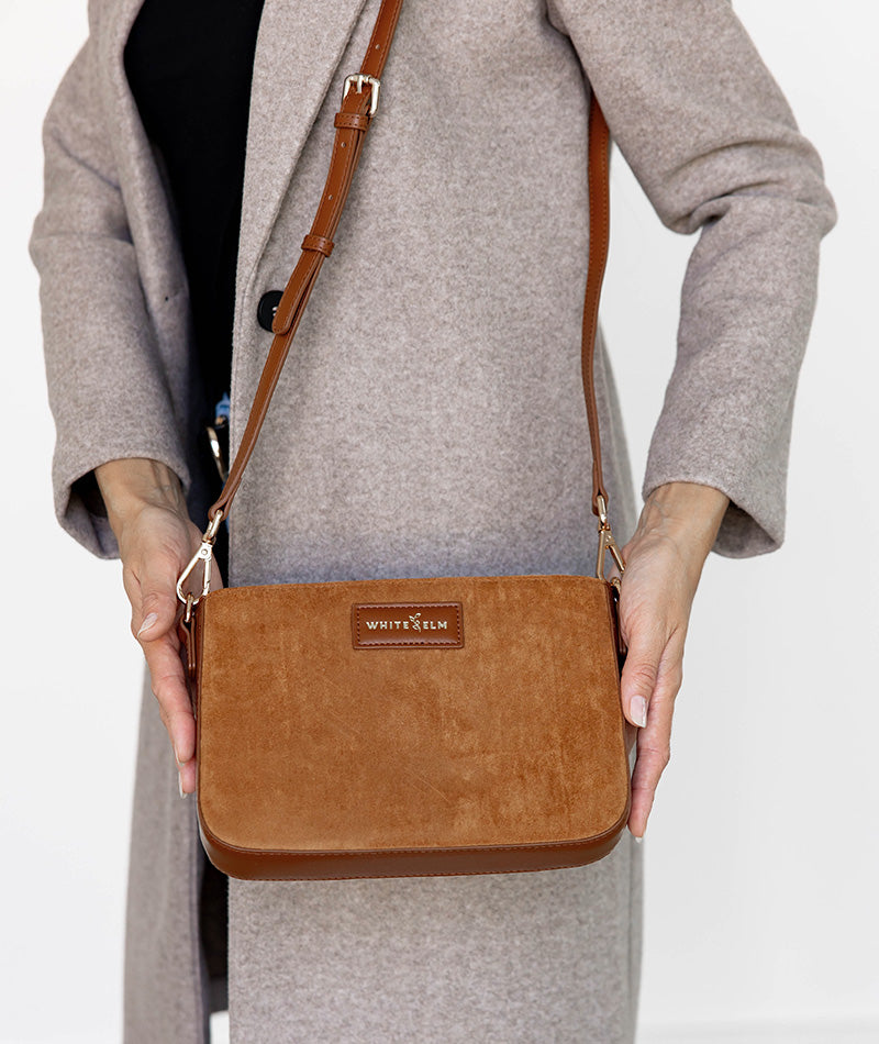 Ara Convertible Crossbody Clutch - Honey Vegan Suede