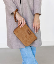 Ara Convertible Crossbody Clutch - Honey Vegan Suede  - [OUTLET FINAL SALE]