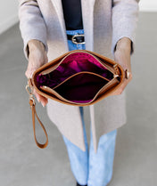 Ara Convertible Crossbody Clutch - Honey Vegan Suede